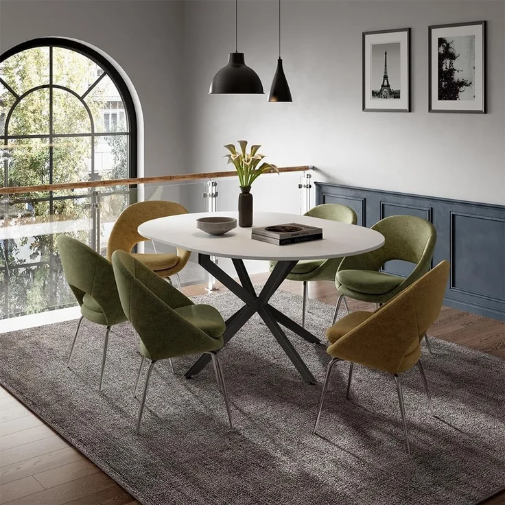 Esstisch Loyd Weiß/Schwarz 120 x 76.5 cm ausziehbar Vicco – Bild 2