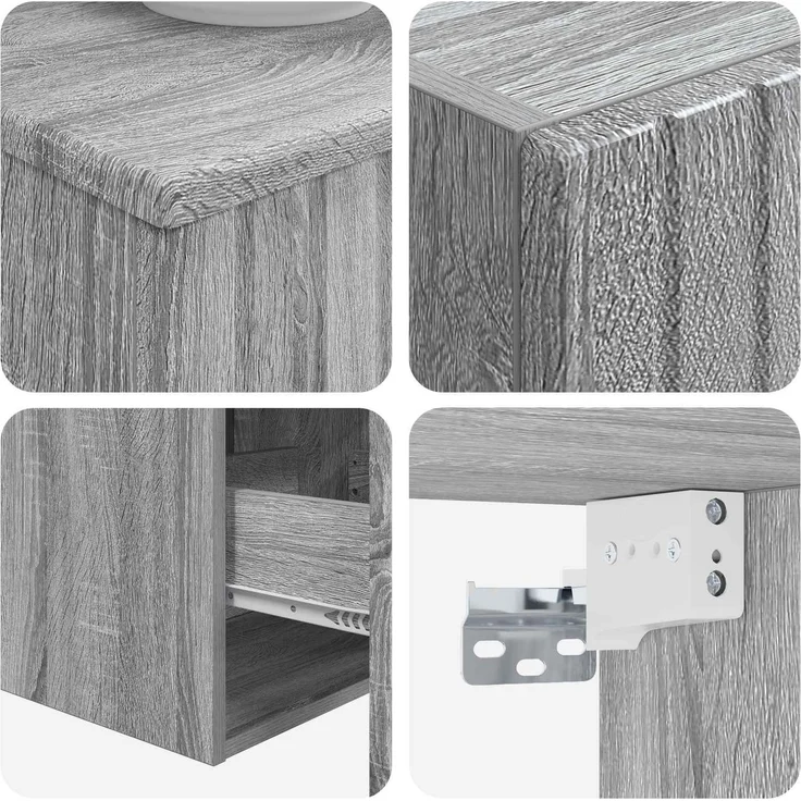 vidaXL Badezimmerschrank-Set 3 stk. Grau Sonoma 33 x 34,5 x 160 cm 3406089 – Bild 8