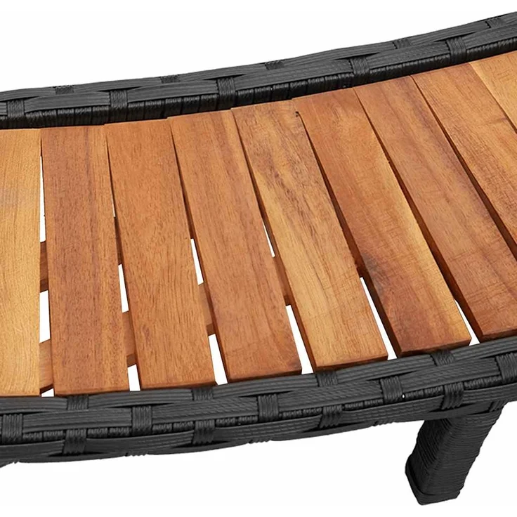 vidaXL Whirlpool-Umrandung mit Stauraum Holztreppe Schwarz Poly Rattan 365610 – Bild 7