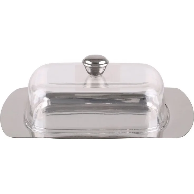 Urban Living Butterglocke Edelstahl Butterglocke mit Kunstsoffdeckel, Größe: (L x B x H) 19,5 x 12,5 x 6,5 cm