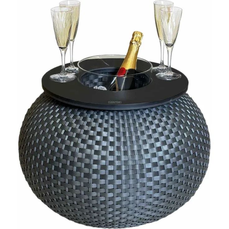 COOTAB Cooler Table MILANO 3-in-1 Loungetisch mit Acryl-Kühler - Anthrazit/Schwarz
