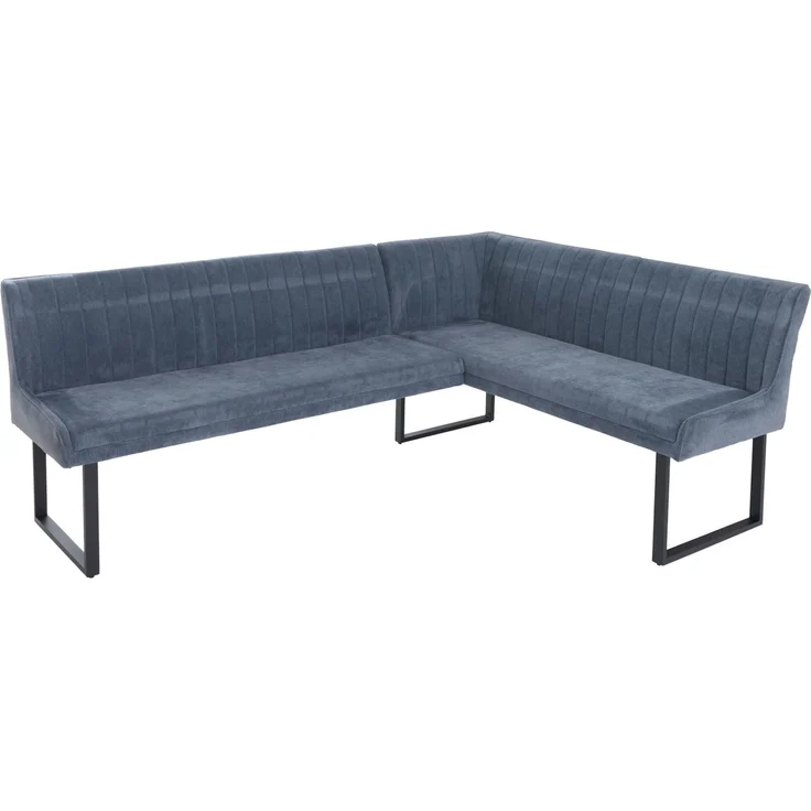Eckbank HWC-O82, Esszimmerbank Bank, Öko-Tex (310g/m²) Chenille Stoff/Textil Metall 210x159 cm ~ blau – Bild 7