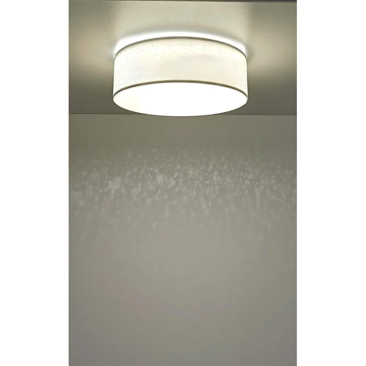 TRANGO LED Deckenleuchte, 3141 Deckenstrahler mit 50cm Ø Sternenhimmel Stoffschirm in *WEISS* rund inkl. 3x E27 Lampenfassung für LED (ohne Leuchtmittel) für Wohnzimmer, Schlafzimmer Flur Gästezimmer Deckenlampe Schlafzimmerlampe, Bürolampe – Bild 6