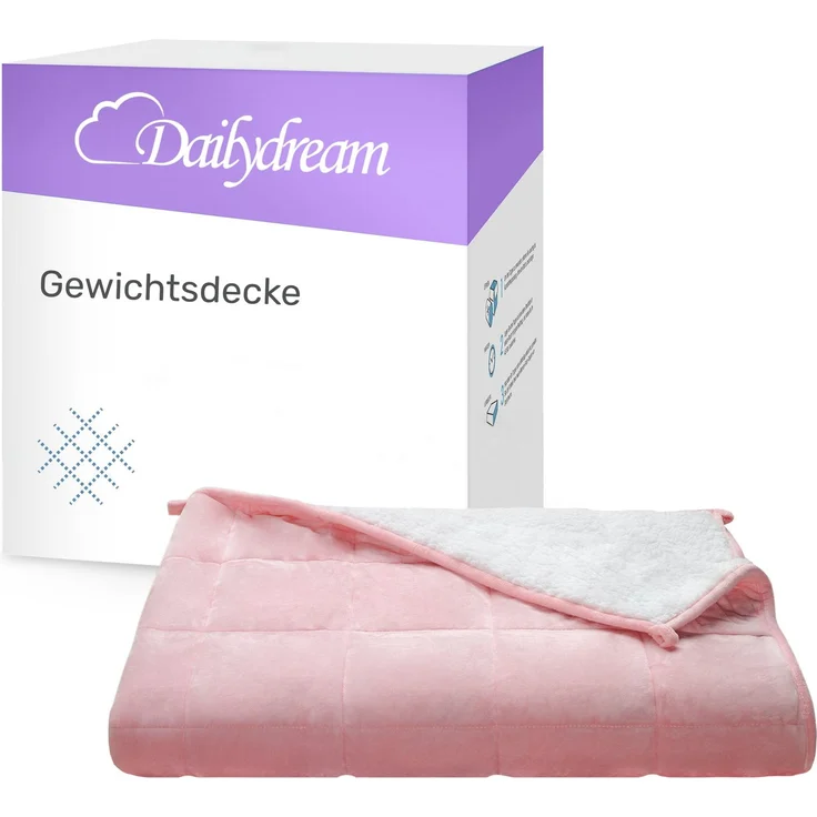 Dailydream Therapie Gewichtsdecke | 135x200 | 4,5 kg | Pink | aus flauschigem Fleece | mit Glasperlenfüllung | schwere Decke zum Schlafen | Weighted Blanket | Therapiedecke | Körpergewicht bis 52 kg – Bild 1