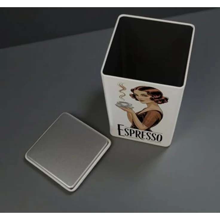 speecheese Aufbewahrungsdose Vintage Frau trinkt Espresso KaffeeDose 900ml im Art Deco Stil – Bild 4