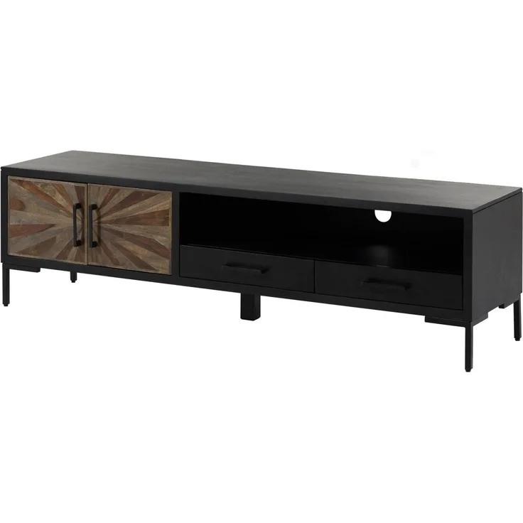 TV-Board Sheesham 178x45x50 schwarz lackiert SUN #106