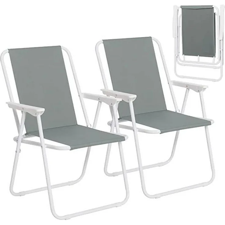 WOLTU Campingstuhl Faltbar, 2er Set, Faltstuhl Klappstuhl Komfortable, Angelstuhl Ultraleichter mit Armlehnen für Picknick, Outdoor, Wandern, Garten, Balkon, Dunkelgrau, CPS8151dgr-2