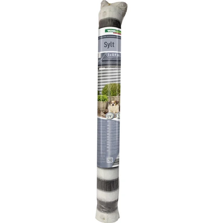 Windhager Balkonsichtschutz Sylt 0,9x5 m grau/weiß – Bild 5