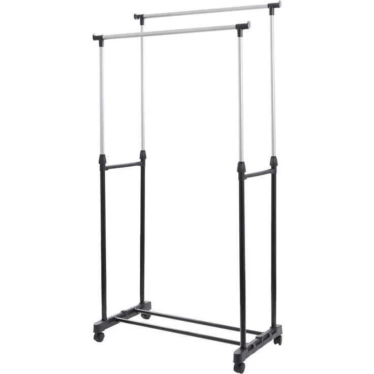 HOMELINE Duo Garderobe höhenverstellbar bis 155cm mit Rollen Kleiderständer