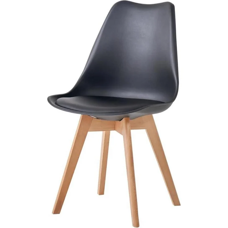 Esszimmerstuhl 8erSet Massivholzbeine 8 Stühle Schwarz+beige – Bild 8