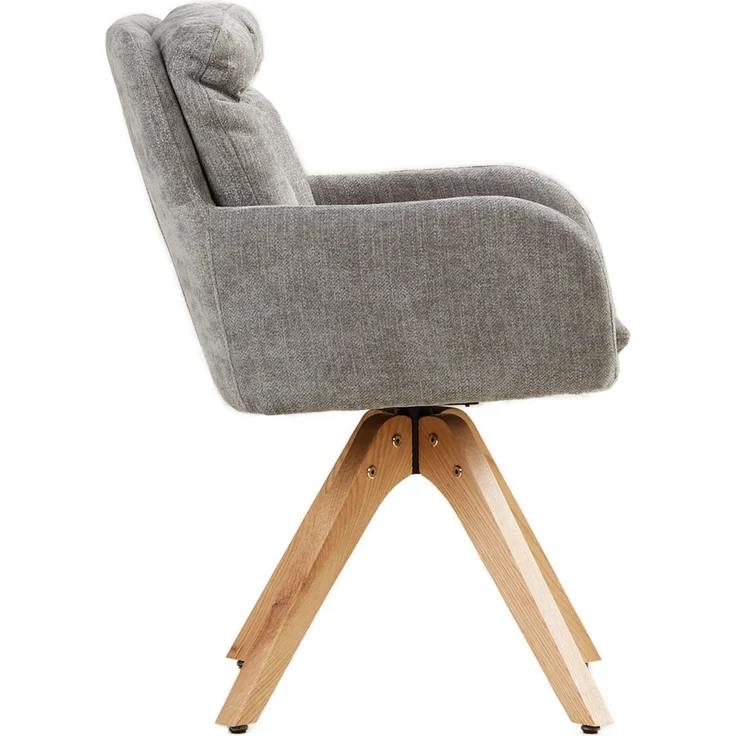 6 Stühle Esszimmer Küchenstühle Sitzkissen Leinen Grau Drehstühle Esszimmerstühle Drehbar Esszimmerstuhl mit Armlehne Dreh Sessel Modern – Bild 5