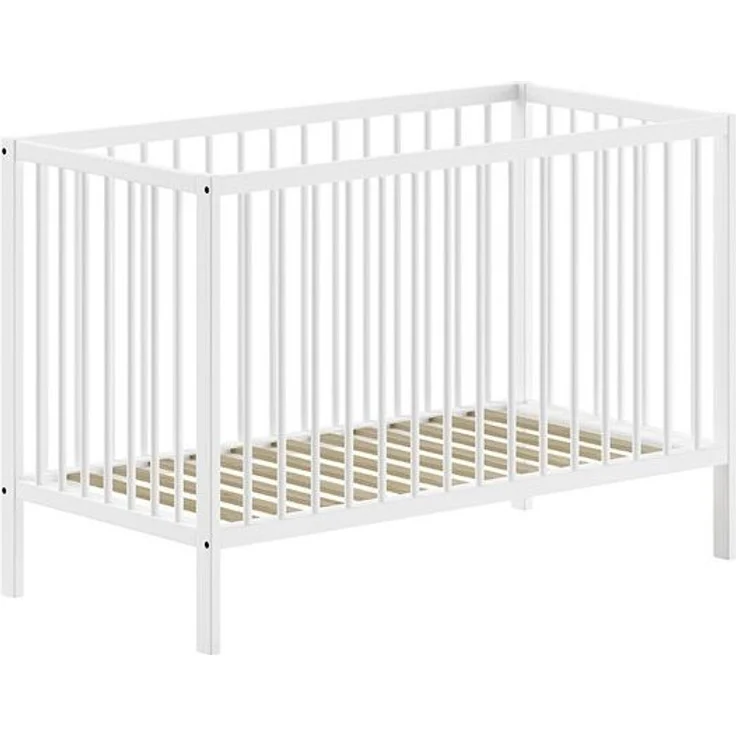 Gitter-Babybett Dino 65.4 x 124.4 x 84.4 cm Buche Weiß
