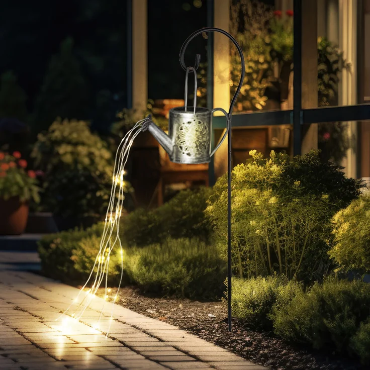 2er Set LED Solar-Steckleuchte, Gießkanne, silber, H 94 cm – Bild 8
