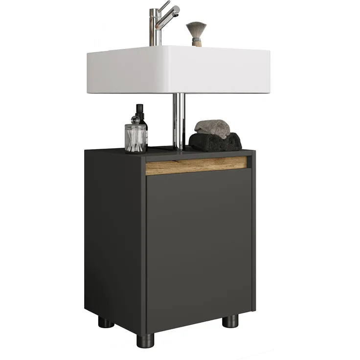 VCM Badmöbel Waschbeckenunterschrank Cosila 921836 Anthrazit / Honig-Eiche H. 55 x B. 42 x T. 33 cm