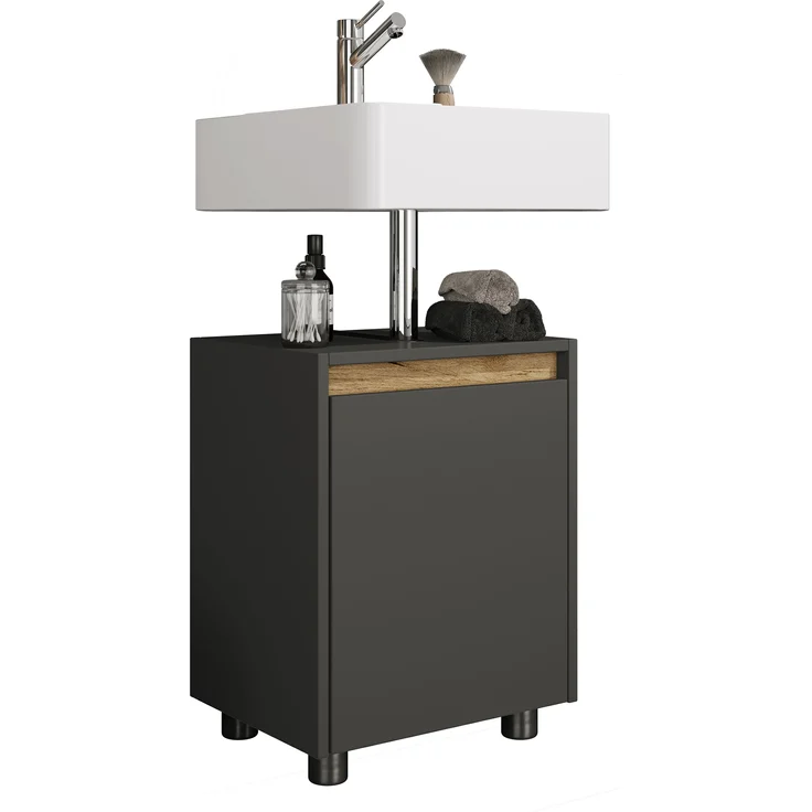 VCM Badmöbel Waschbeckenunterschrank Cosila 921836 Anthrazit / Honig-Eiche H. 55 x B. 42 x T. 33 cm – Bild 1