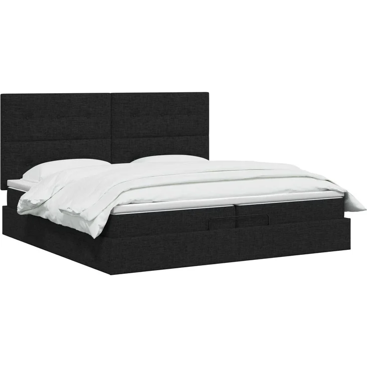 vidaXL Ottoman Bett mit Matratze Schwarz 200 x 200 cm Stoff 3457517 – Bild 3