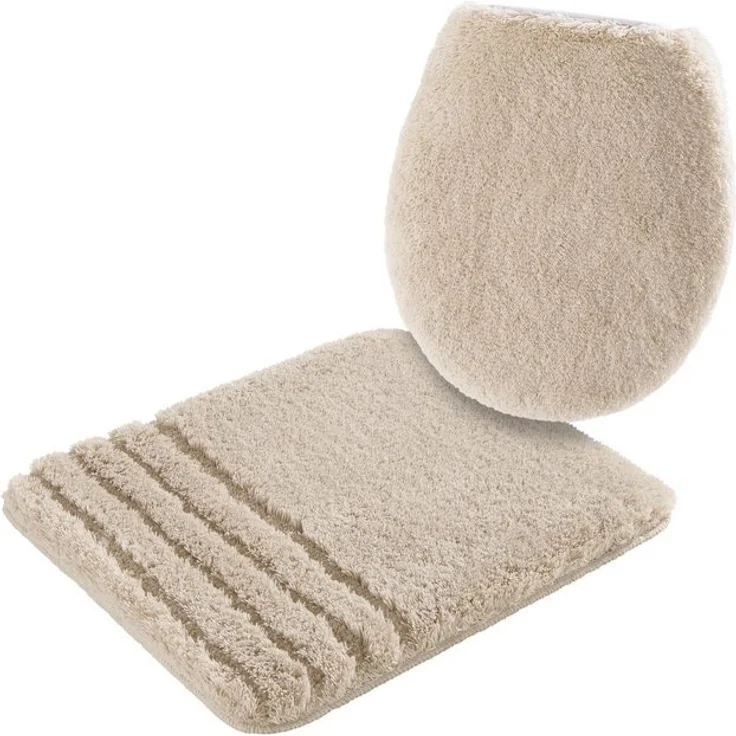 Möve Badematte Loft, Badvorleger, Badezimmer Teppich, Höhe 30 mm, rutschhemmend beschichtet, fußbodenheizungsgeeignet, schnell trocknend, strapazierfähig, Polyacryl, 2-tlg. Hänge-WC Set, Badteppich, Badematten auch als 2 teiliges Set & rund – Bild 4