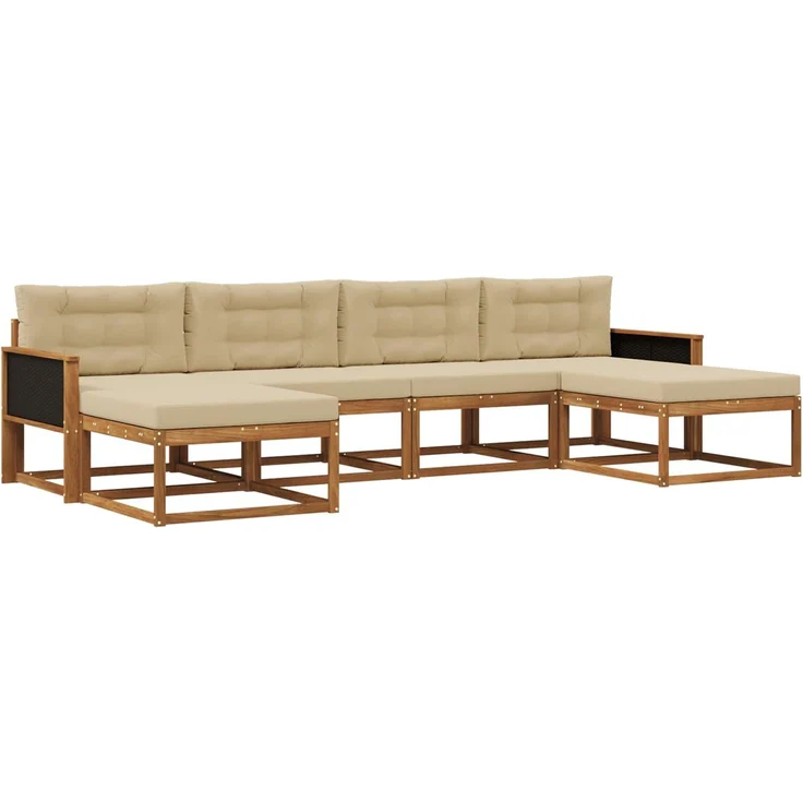 vidaXL Outdoor-Sofagarnitur 6 stk. 6-Sitzer Natur und Beige 3382776 – Bild 2