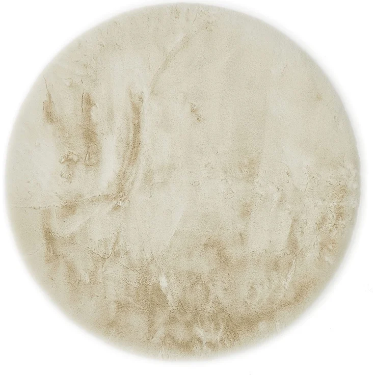 -LUXOR- living Teppich Coste gemütlicher Hochflor Kunstfell Teppich Fellimitat in Schaffelloptik 80 cm rund beige