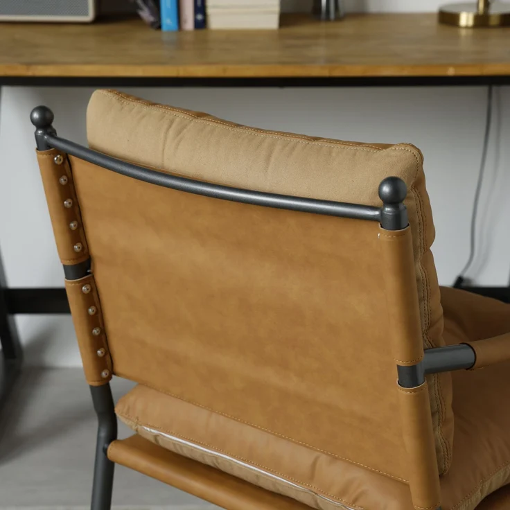 DESVIAE Sessel Braun aus PU-Leder/Metall – 85x68x20 cm – Armlehnen – Bild 9
