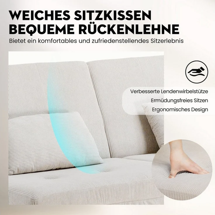 GTPLAYER Schlafsofa Bettsofa mit Schlaffunktion, Klappsofa – Bild 3