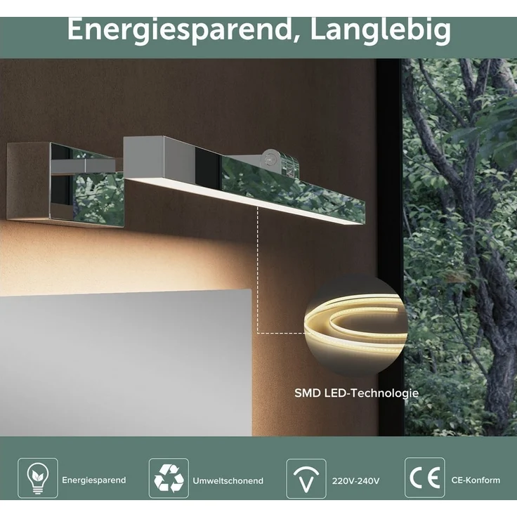 doporro LED Spiegelleuchte Wandlampe Wandleuchte Spiegellampe 40/60cm 9W/14W LED Strahlenschön – Bild 2