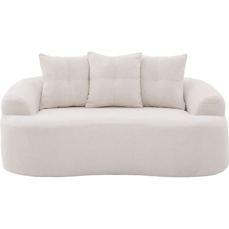LVHOM 2-Sitzer Sofa mit 3 Kissen, Cloud Sofa mit komprimiertem Design, kein Aufbau erforderlich, Doppelsofa aus Chenille, Beige
