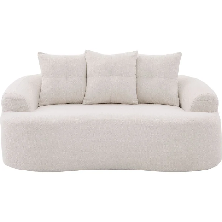 LVHOM 2-Sitzer Sofa mit 3 Kissen, Cloud Sofa mit komprimiertem Design, kein Aufbau erforderlich, Doppelsofa aus Chenille, Beige – Bild 1