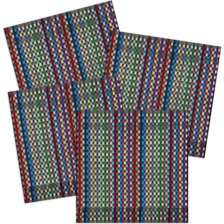 Kracht Geschirrtuch Restgarn, (Set, 4-tlg, 4-teilig), Frottee Grubenhandtücher aus Restgarn ca. 50x50 cm 100% Baumwolle