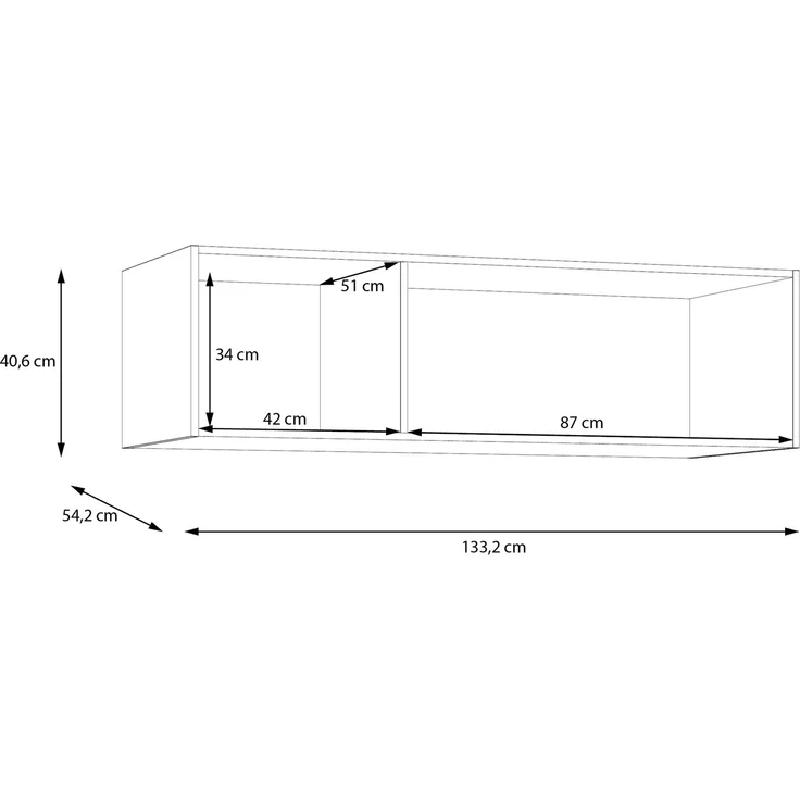 Forte ECONOBOX Schrankaufsatz 135, 3-türiger Drehtürenschrankaufsatz, Holzwerkstoff, Weiß, 133,2 cm breit, 38,1 cm hoch, 54,2 cm tief – Bild 7