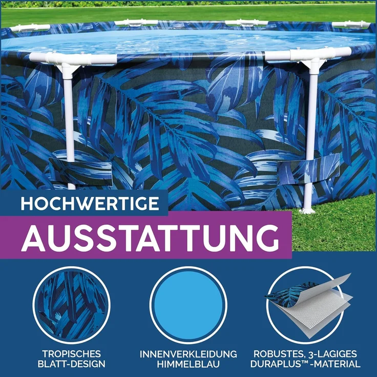 Steel Pro™ Frame Pool ohne Pumpe Ø 305 x 66 cm, tropisches Blatt-Design, rund – Bild 6
