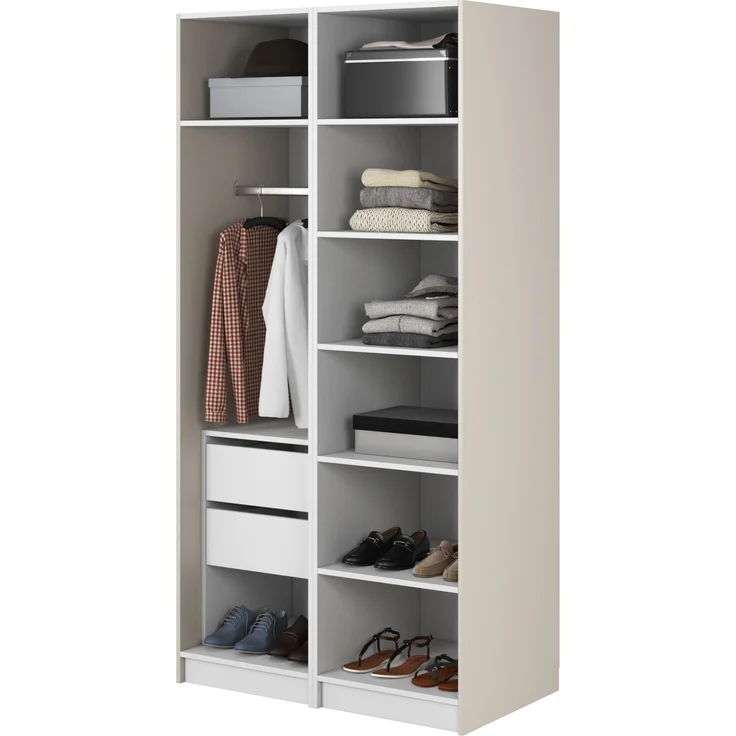 Selsey 'Frame' Kleiderschrank 2-türig mit Kleiderstange und Schubladen, greige 200 x 100 x 57 cm – Bild 4