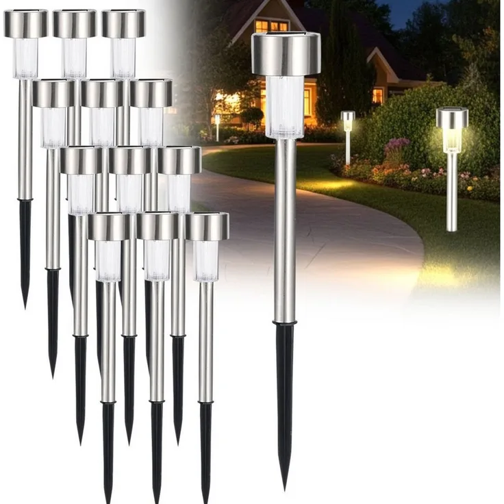 Casativo Gartenleuchte Solar-Wegeleuchten Set mit Erdspiess & Dämmerungssensor, wetterfeste Gartenleuchten