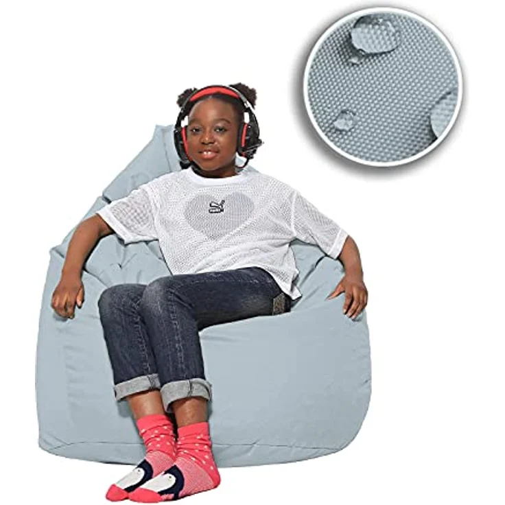 HomeIdeal - Sitzsack XXL Bodenkissen für Erwachsene & Kinder - Geeignet für Gaming oder Entspannen - Indoor wie Outdoor da er Wasserfest ist - mit EPS Perlen, Farbe:Grau, Größe:XL – Bild 8
