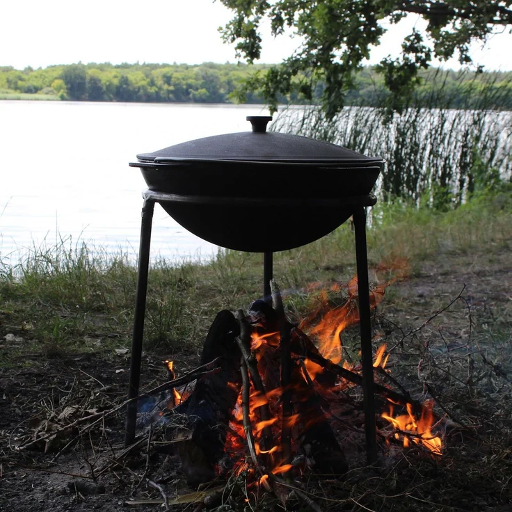 12L Kazan Schwenktopf Gusseisen Kasan mit Deckel aus Gusseisen Campingtopf Kessel – Bild 8