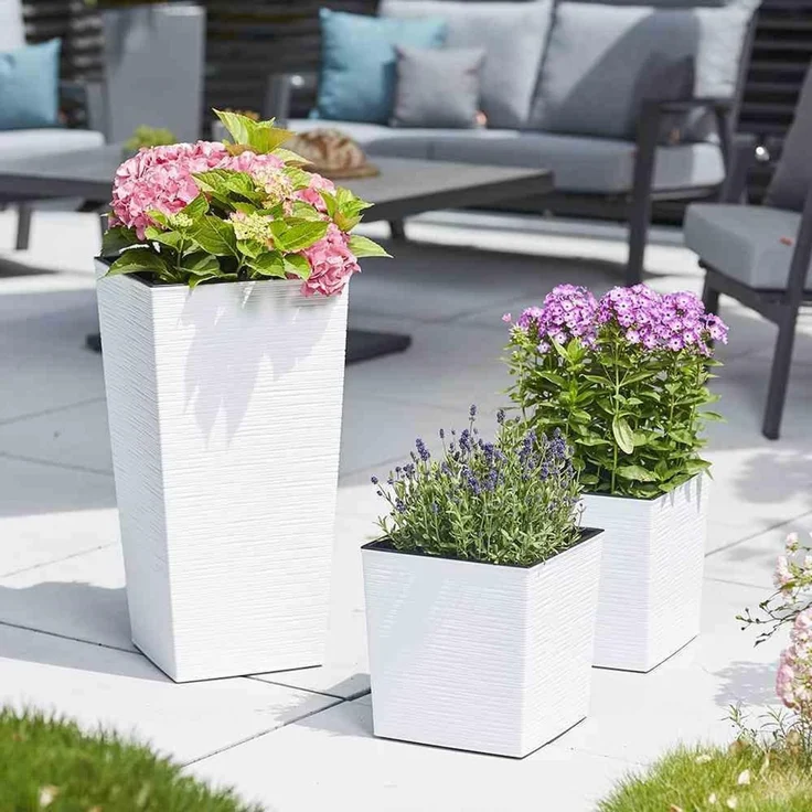 Siena Garden Pflanzgefäße Nizza GROOVE weiß groove 25x25x26 cm – Bild 6