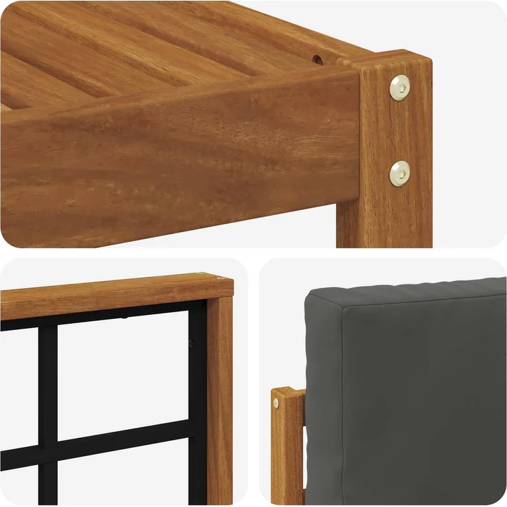 vidaXL Outdoor-Sofagarnitur mit Kissen 7 pcs Natur und Anthrazit 3366685 – Bild 8