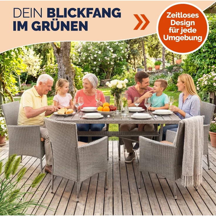 CASARIA® Polyrattan Gartenstühle 4er Set Creme – Bild 7