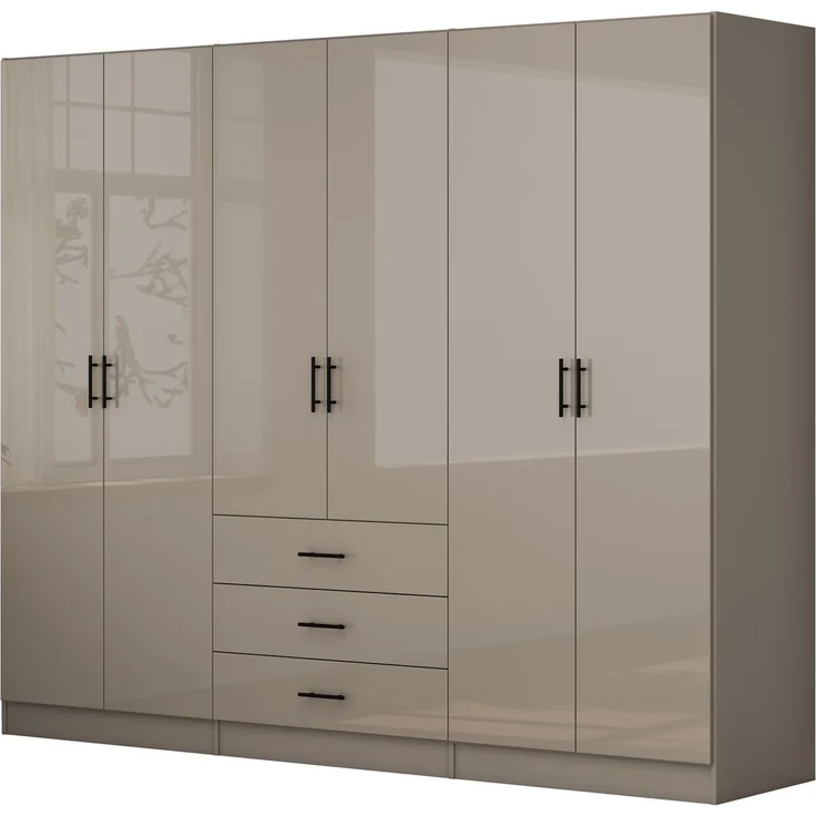 OTTO home Kleiderschrank Trento Schlafzimmerschrank Garderobe hochglanz Bestseller Schrank mit 6 Türen und 3 Schubladen, höchglänzende Fronten – Bild 1