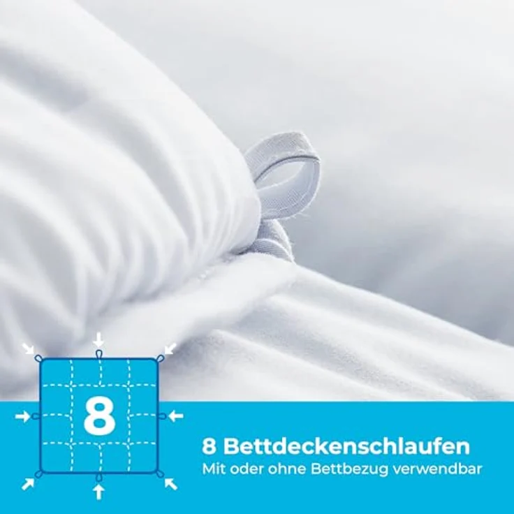 Linenspa 4 Jahreszeiten Bettdecke aus Microfaser – Ganzjahresdecke – Ultraweich – Steppdecke 155x220 cm, Grau / Weiß gestreift – Bild 7