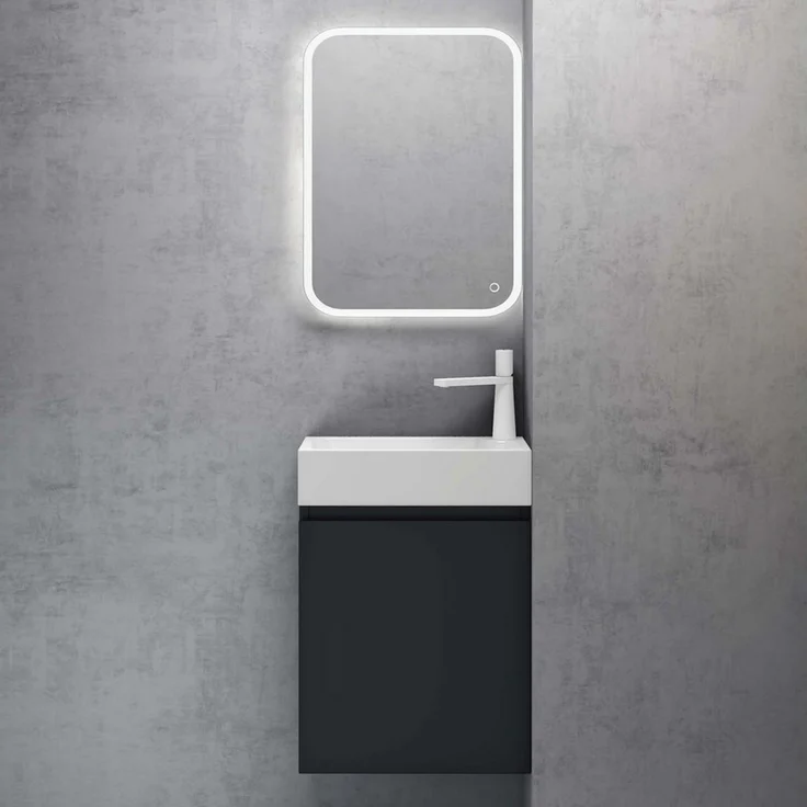 doporro Badmöbel-Set mit Waschbecken Waschtischunterschrank Wandmontage SoftClose Pisa02 – Bild 1