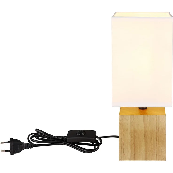 RGB LED Tischleuchte, Holz natur, Textil weiß, H 30 cm – Bild 9