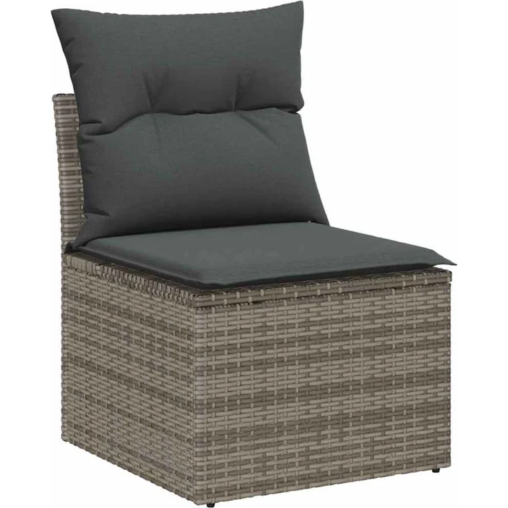 vidaXL Garten-Sofa-Set mit Speicher 6 pcs Grau Poly Rattan 3358057 – Bild 5