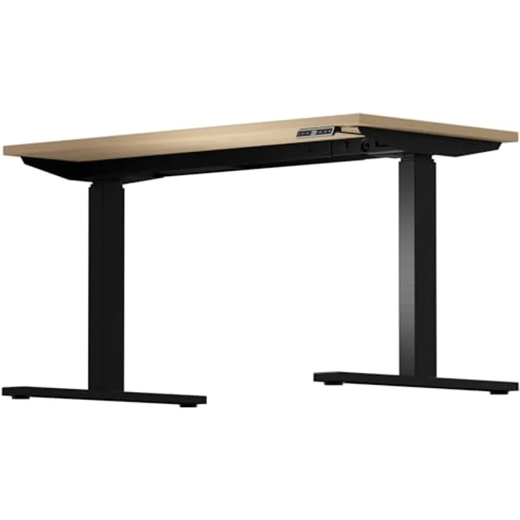 Höhenverstellbarer Schreibtisch E-WonderTech, EWT1606014, Platte 014 ahorn, Gestell 333 schwarz H 630-1280 x B 1600 x T 600 – Bild 3