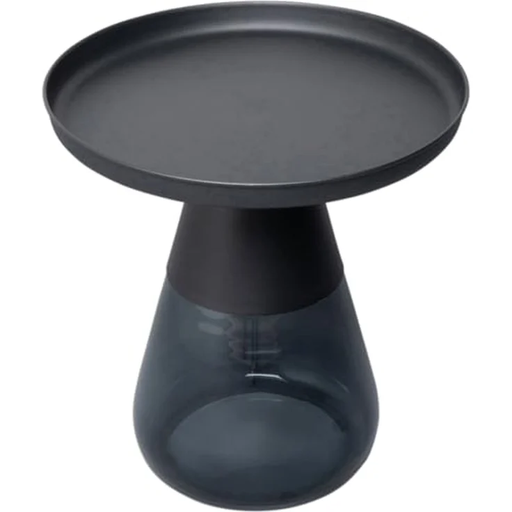 Kare Design Beistelltisch Bottiglia Smoke, Schwarz, 50cm Durchmesser, Luxuriöses Modernes Design, Rund, Leicht, Couchtisch, Wohnzimmertisch, Tischplatte Stahl, Gefärbtes Glas, 52 x 50 x 50 cm (H/B/T) – Bild 5