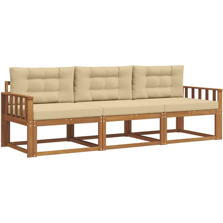 vidaXL Outdoor-Sofagarnitur 3 stk. 3-Sitzer Natur und Beige 3367121 – Bild 2