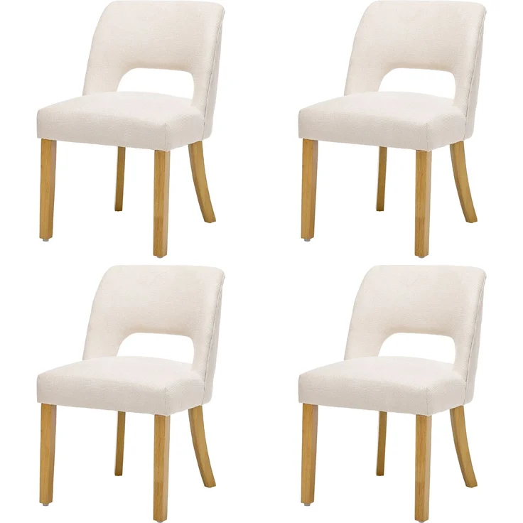 Merax Esszimmerstuhl Beine aus Massivholz, Bezug aus Leinenstoff (Set, 4 St), 4er Set Polsterstühle Küchenstuhl Wohnzimmerstuhl Beige – Bild 1