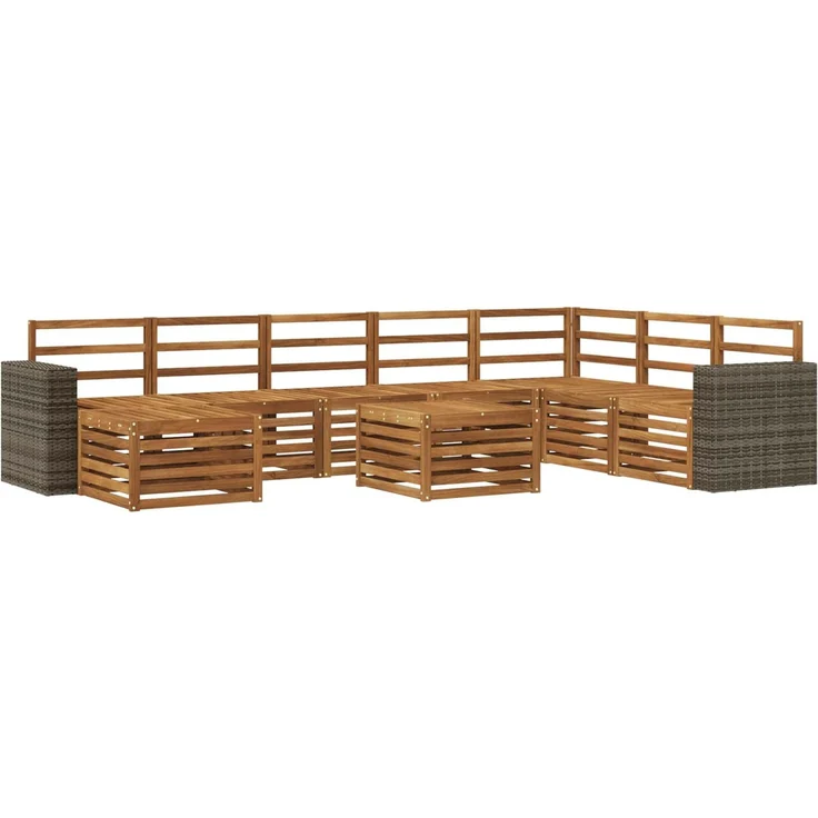 vidaXL Outdoor-Sofagarnitur 9 stk. 8-Sitzer Natur Massivholz Akazie 3384755 – Bild 2