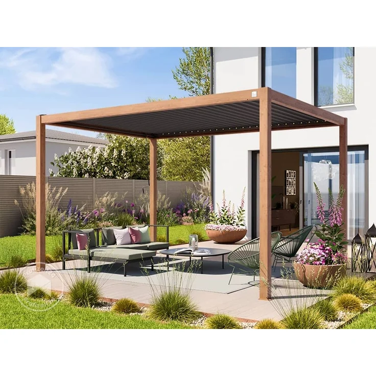 PRIMEYARD Pergola, Aluminium / Stahl braun, 3x4 m – Bild 1