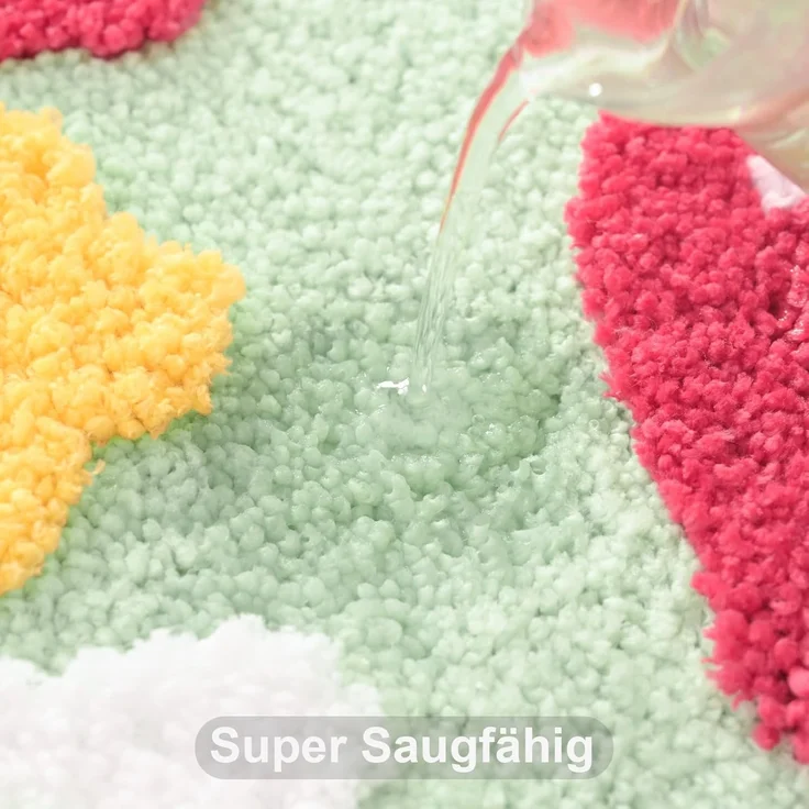 ABC Grüner Badteppich mit Erdbeermuster, rutschfest, waschbar, farbenfroh, aus weicher Mikrofaser, saugfähig, 50 x 80 cm – Bild 4